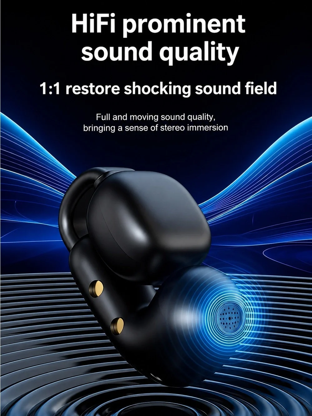 Open-ear Wireless Earbuds in Beige with Charging Case